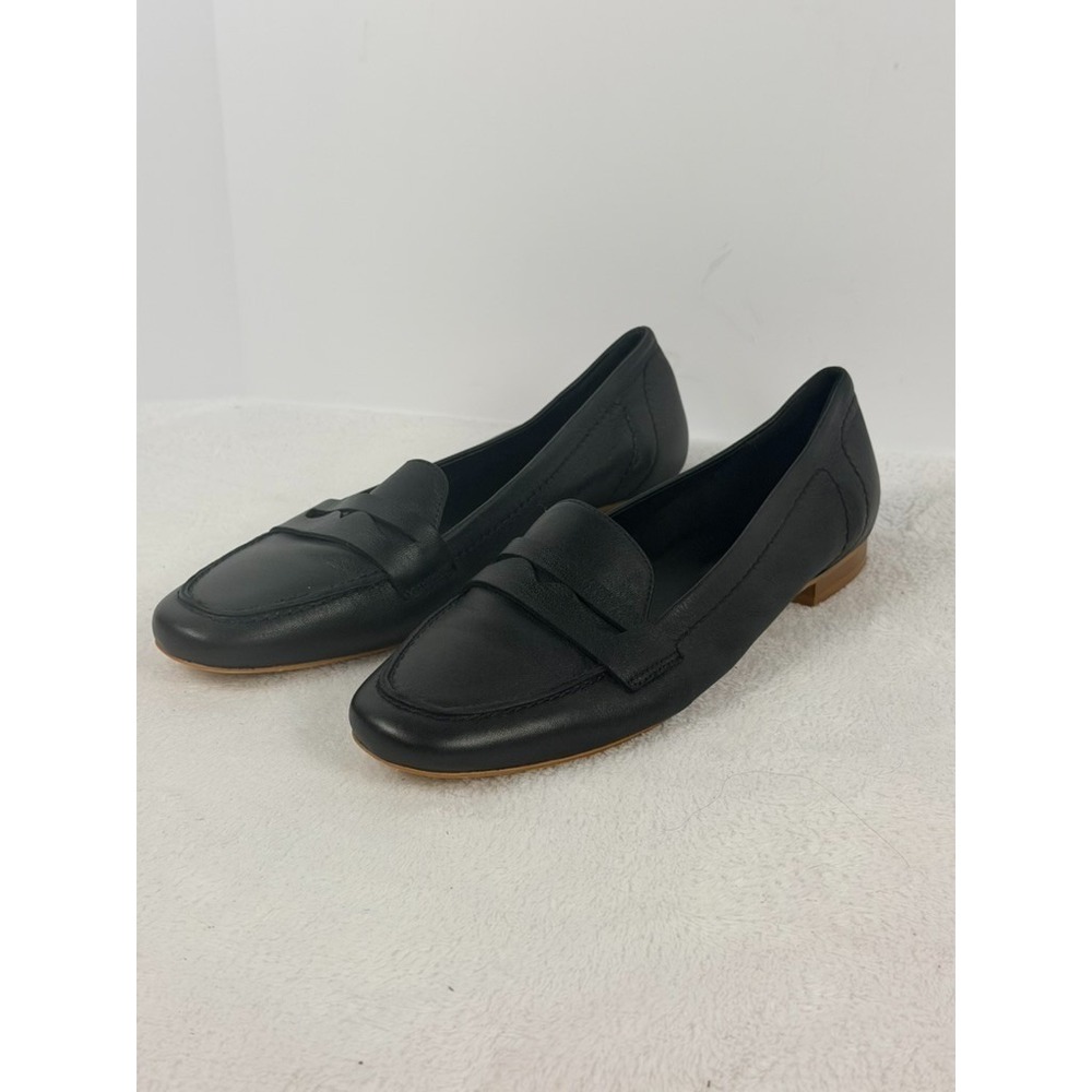 Coach and Four Womens 11M Black Leather Penny Loafers Made In Italy Comfort Flat